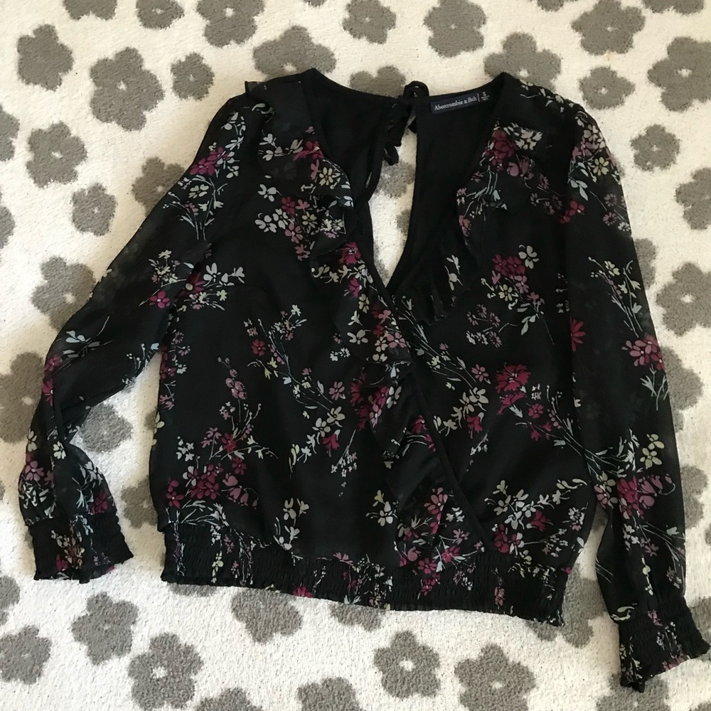Abercrombie & Fitch Black Floral Blouse